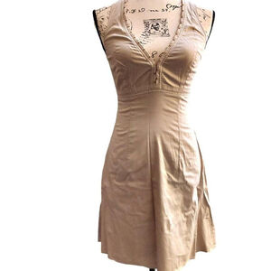 Richmond X Tan Cotton Sleeveless A-Line Utility Dress Sz 38 NWT